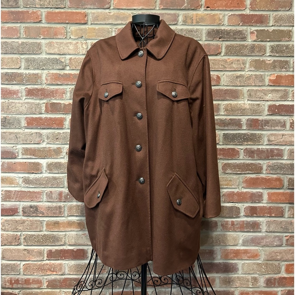 Saks Fifth Avenue The Works 60% Virgin Wool & 20% Cashmere Brown Jacket Size 10